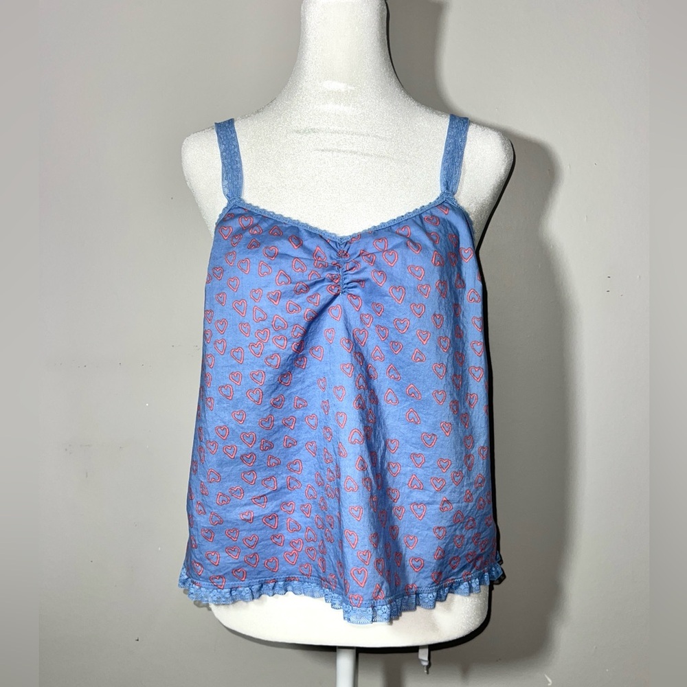 Aerie Blue Lace Accent Tank Top Sleeveless Women's size L